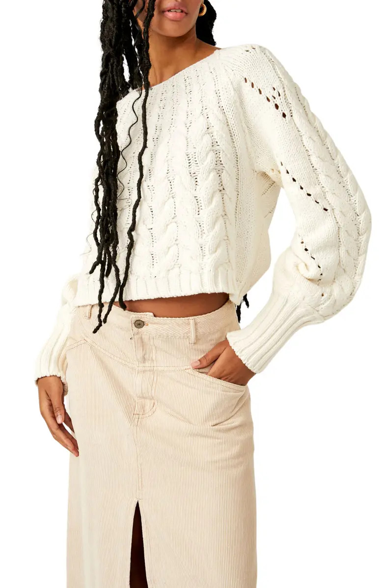 Free People Sandre Cable Stitch Pullover | Nordstrom | Nordstrom