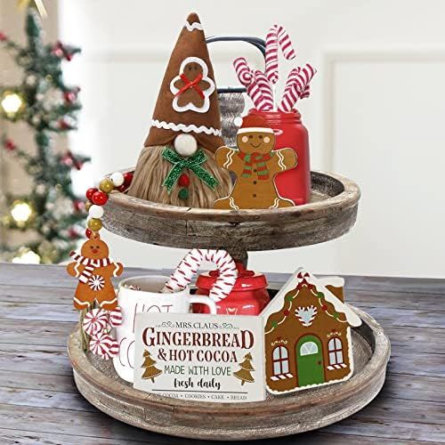 Christmas Decor - Christmas Decorations Indoor- 3 Hot Cocoa Bar Wooden Signs & Cute Gnomes Plush ... | Amazon (US)
