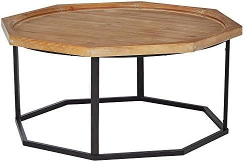 Amazon Brand – Stone & Beam Aire Rustic Octagonal Fir Wood Coffee Table, 39.5"W, Black & Natur... | Amazon (US)