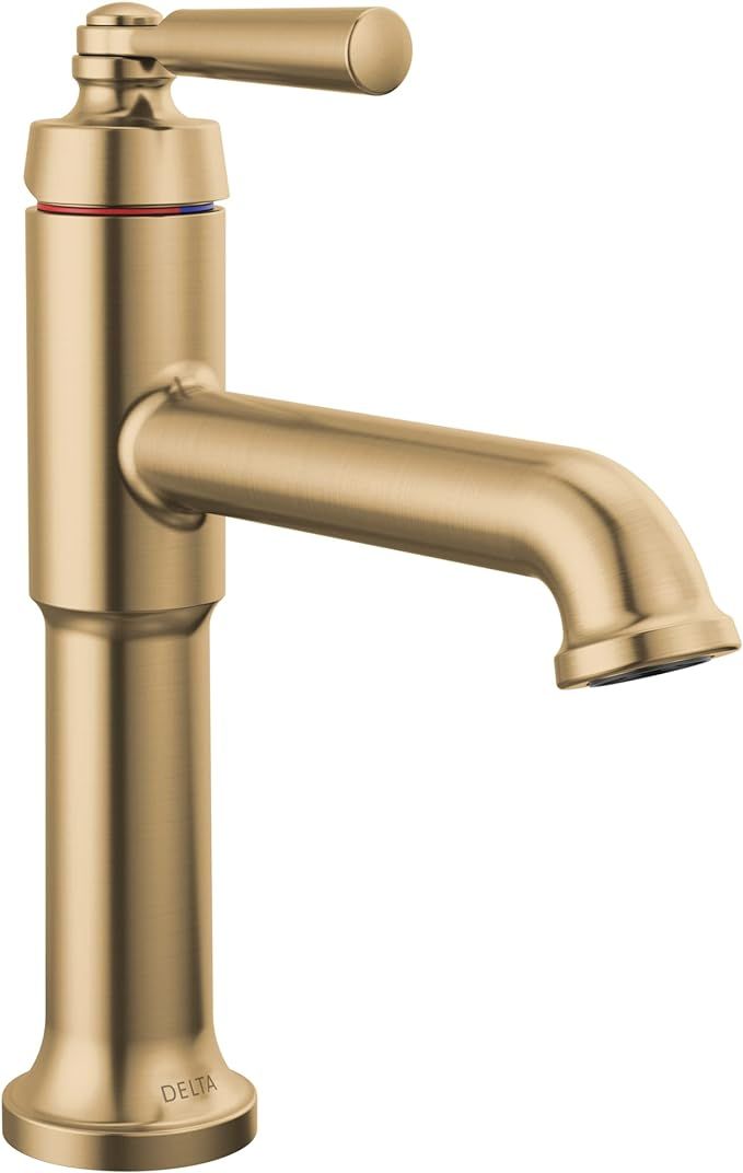 Delta Faucet Saylor Single Hole Bathroom Faucet, Gold Bathroom Faucet, Single Handle Bathroom Sin... | Amazon (US)