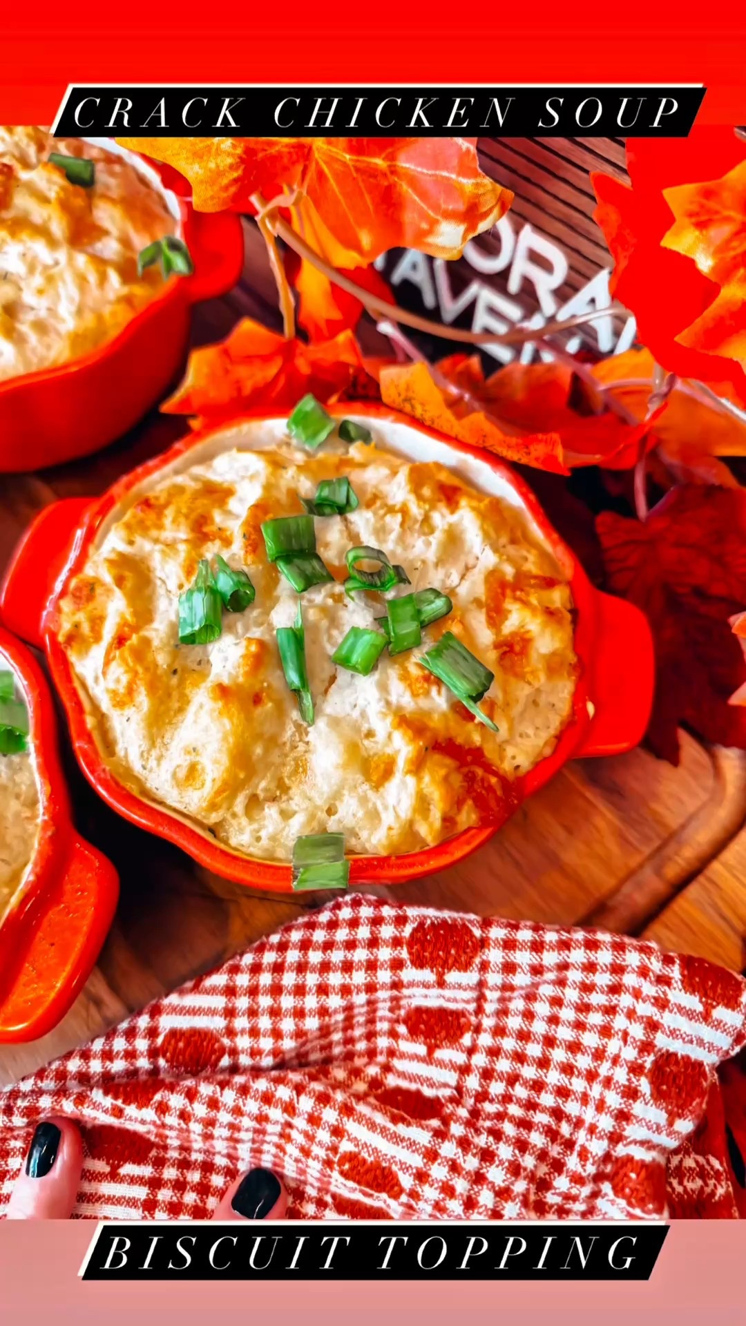 Crack Chicken Soup w/ Cheddar Bay Biscuit Topping!🥣🍲

 So good and so deliciously comforting! It’s the perfect fall comfort soup!



Ingredients:

- 3 cups chicken broth
- 3 cups shredded rotisserie chicken (or cooked chicken breast)
- 1 cup water
- 1 packet ranch seasoning (alternatively, use 2 tablespoons of garlic, onion salt, a splash of milk, and 2 tablespoons of butter)
- 2 cups cooked and crumbled bacon (turkey bacon for a healthier option)
- 1 block cream cheese
- 2 cups shredded cheddar cheese
- 1 box cheddar bay biscuit mix (plus additional ingredients as specified on the box)
- Optional: sliced green onions for garnish

**Instructions:**
1. In a soup pot, combine the shredded chicken, ranch seasoning, chicken broth, and water. Heat over medium-low until it reaches a simmer.
2. Stir in the crumbled bacon, cream cheese, and shredded cheddar cheese. Mix until everything is melted and smooth.
3. Transfer the mixture into oven-safe dishes, filling them about two-thirds full.
4. Prepare the biscuit dough according to the package instructions. Drop spoonfuls of the dough over the soup mixture.
5. Bake in a preheated oven at 425°F for 15 minutes.
6. Once baked, brush the garlic butter (included in the biscuit mix) over the biscuit topping.
7. If desired, sprinkle with green onions before serving. Enjoy your delicious bake!


Chicken soup with cheddar bay biscuit topping. Fall recipes. Soup recipes. Easy recipes. 
 
#soupseason #souprecipes #fallrecipes #easyrecipes #weeknightdinner #weekendmeals 

#LTKSeasonal #LTKHome #LTKFamily
