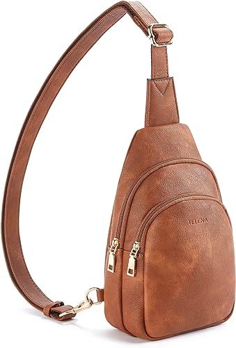Telena Small Sling Bag for Women Leather Crossbody Fanny Packs Chest Bag for Women | Amazon (US)