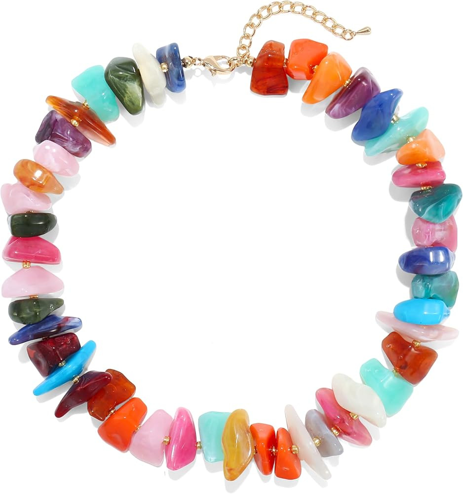 Elegance 11 designs Chunky Heart Necklace for Women, Colorful Acrylic Beaded Statement Puff Heart... | Amazon (US)