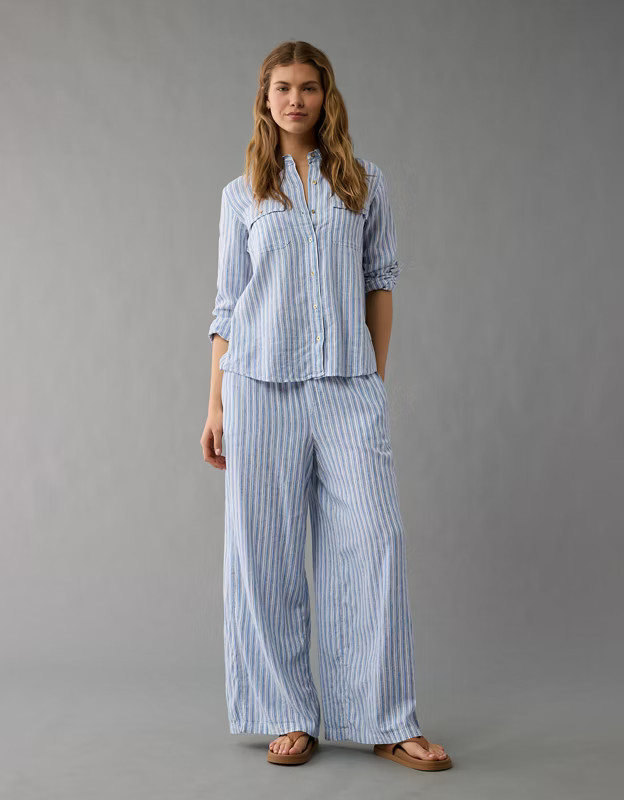AE Weekend Vibes Linen-Blend Pull-On Pant | American Eagle Outfitters (US & CA)
