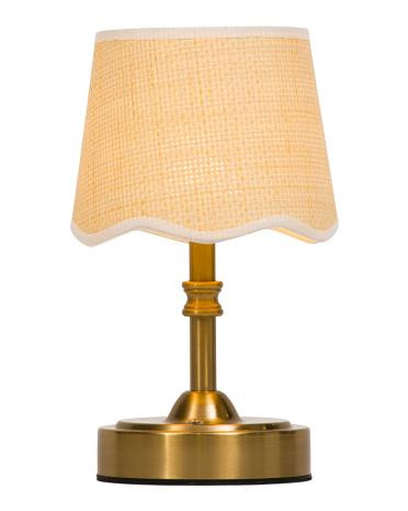 10in scalloped fabric shade rechargeable lamp | TJ Maxx