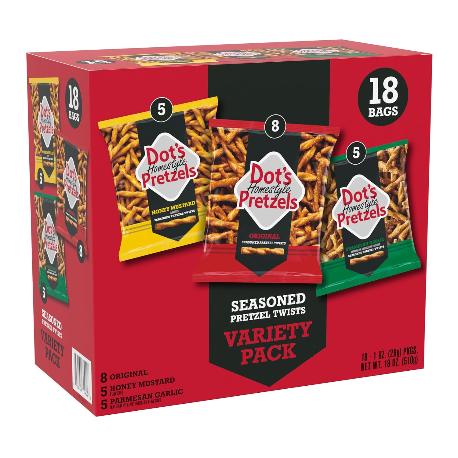 Dot's Pretzels Twists, 3-Flavor Snacks Variety Pack, 18 count | Amazon (US)