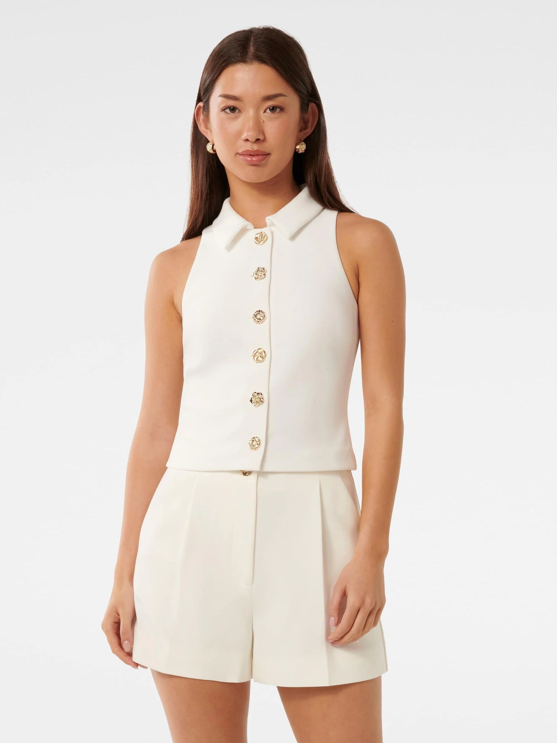 Forever New Forever New White Tilly Crepe Halter Neck Top | Next EU