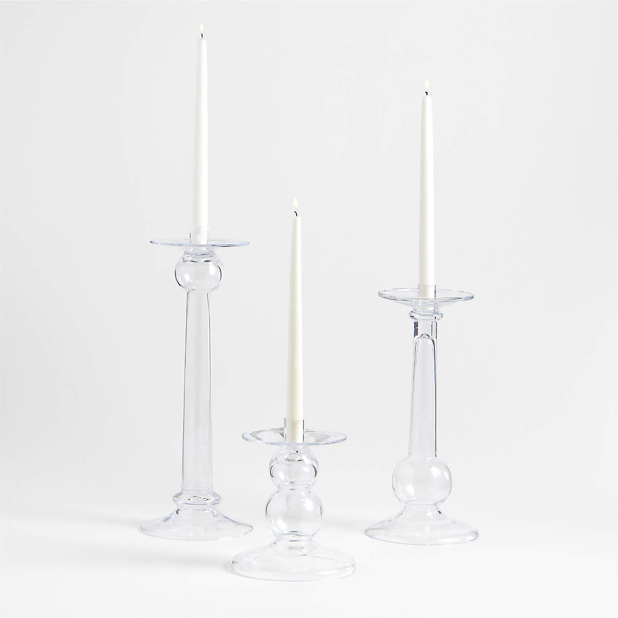 Ophelia Extra Large Clear Glass Taper Holder 17" | Crate & Barrel | Crate & Barrel