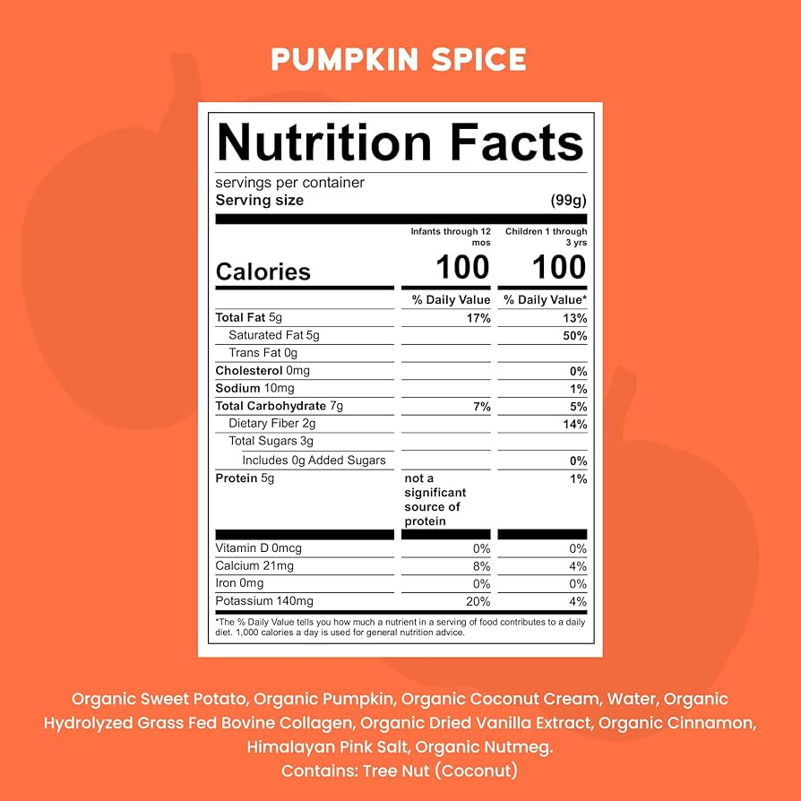 Serenity Kids 6+ Months Pumpkin Smoothie Baby Pouch Food - Dairy-Free USDA Organic - Grass-Fed Co... | Amazon (US)