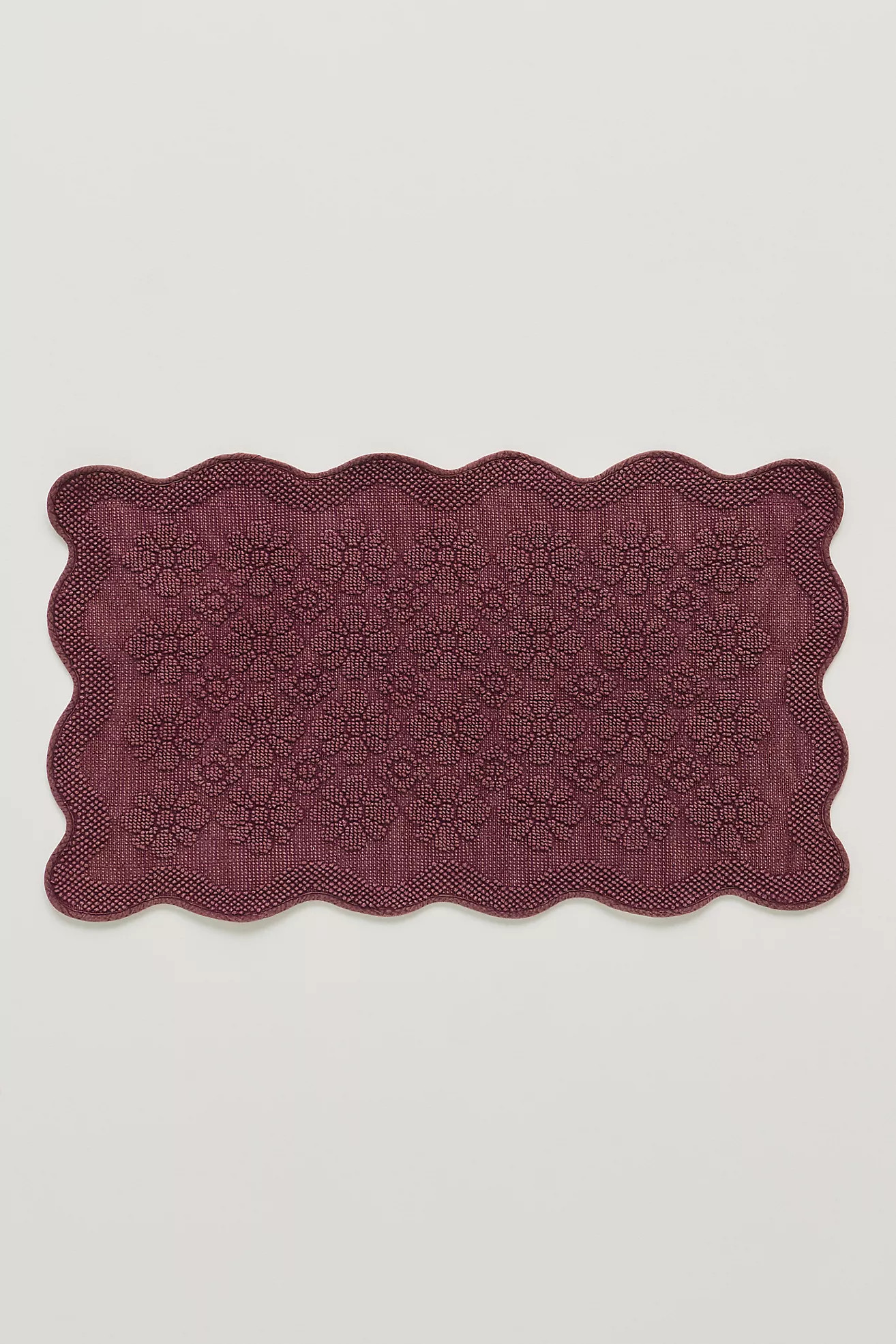 Benni Hand-Woven Floral Wavy Border Bath Mat | Anthropologie (US)