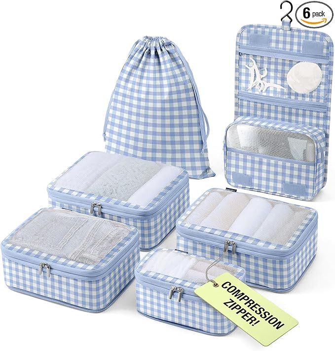 Vandel Space-Saving Compression Packing Cubes for Women with Hanging Toiletry Bag, Laundry Bag, C... | Amazon (US)
