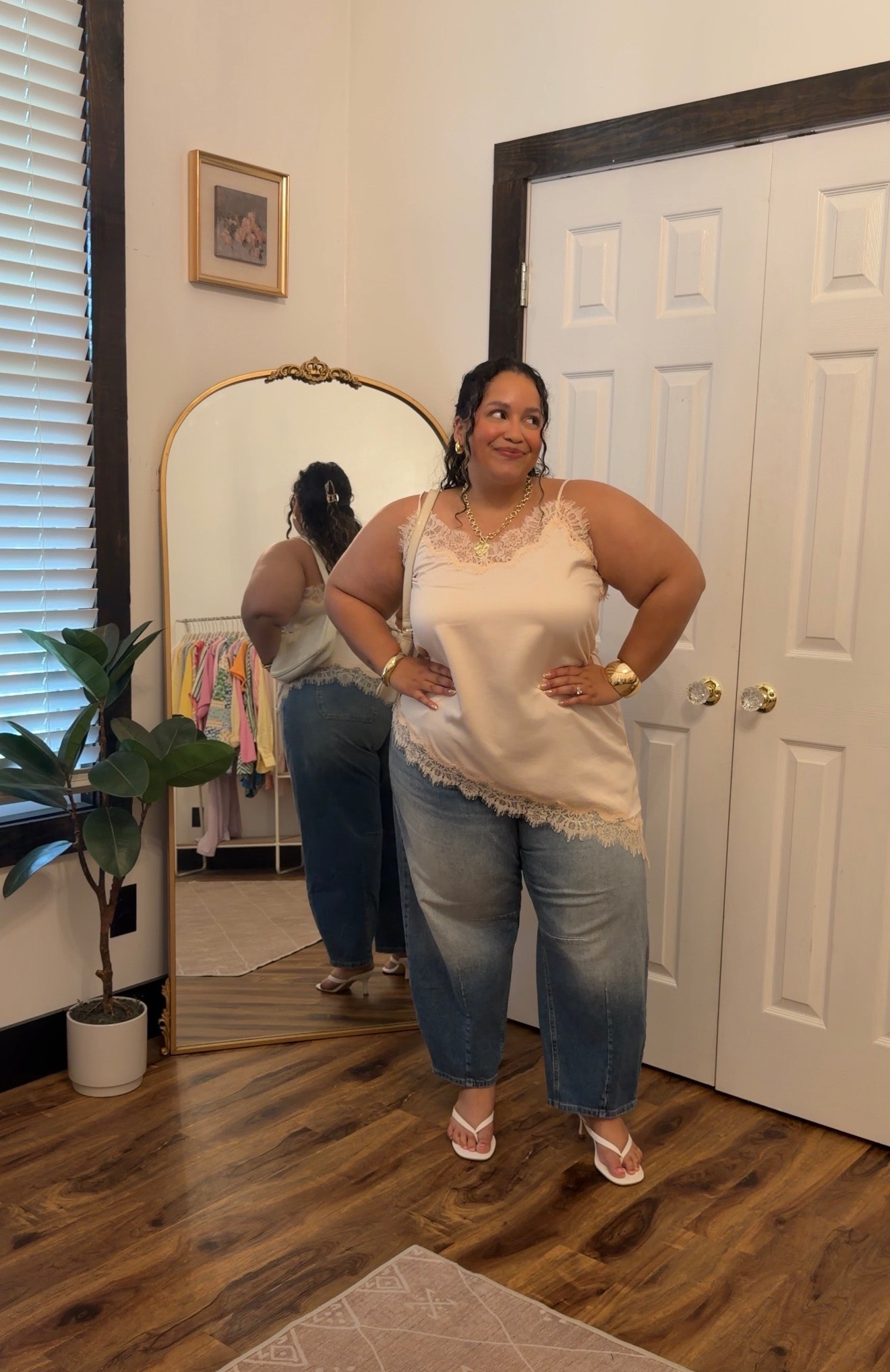 Date night outfit inspiration 
Barrel jeans , lace top and kitten heels

#LTKootd #LTKPlusSize #LTKPetite