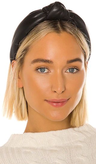 Faux Leather Knotted Headband in Matte Black | Revolve Clothing (Global)