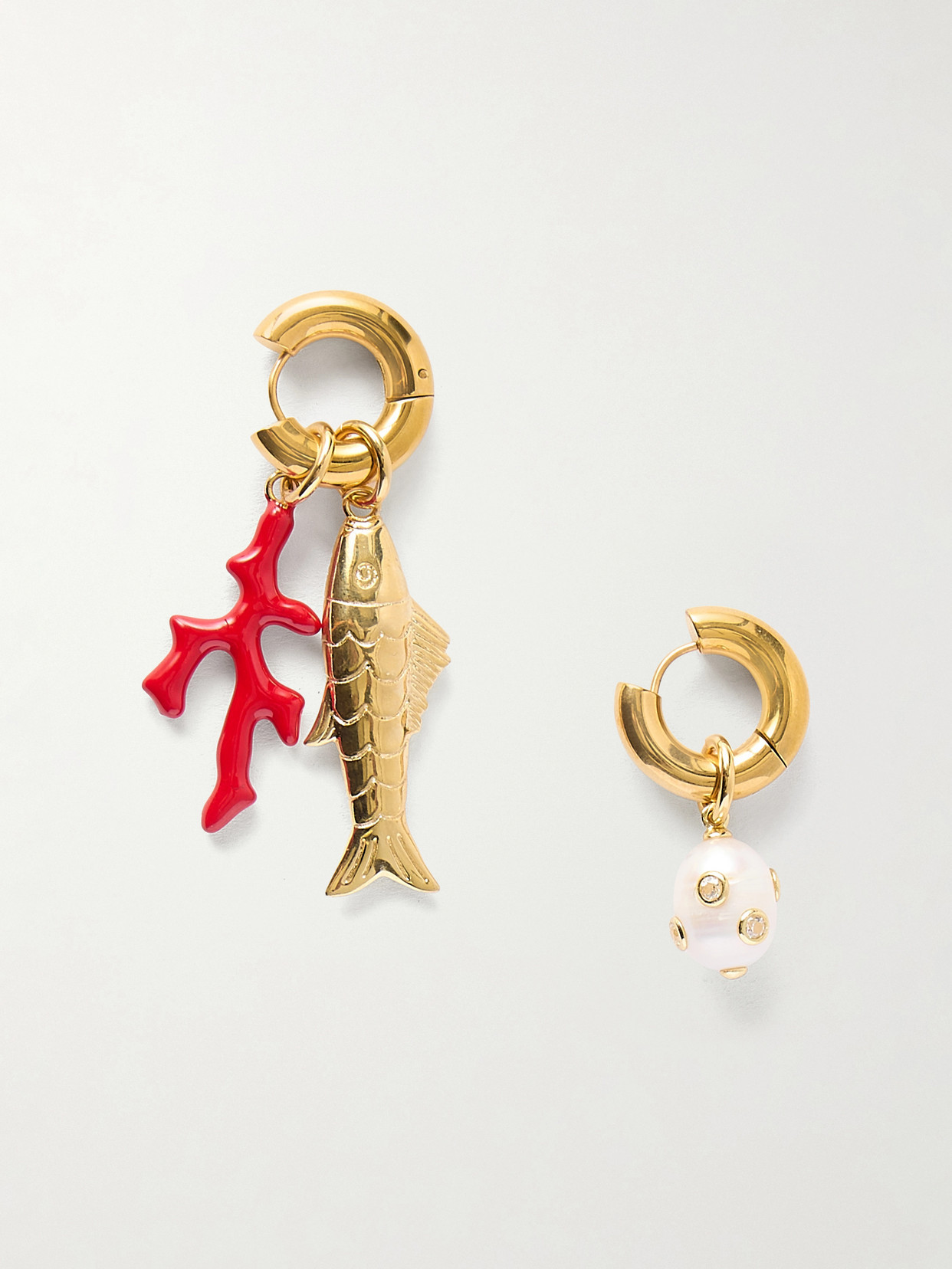 Martha Calvo - Reef Plated-gold, Pearl And Enamel Earrings - One size | NET-A-PORTER (US)
