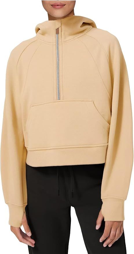 Amazon.com: LASLULU Womens Athletic Hoodies Zipper Long Sleeve Crop Tops Oversized Winter Warm Sw... | Amazon (US)