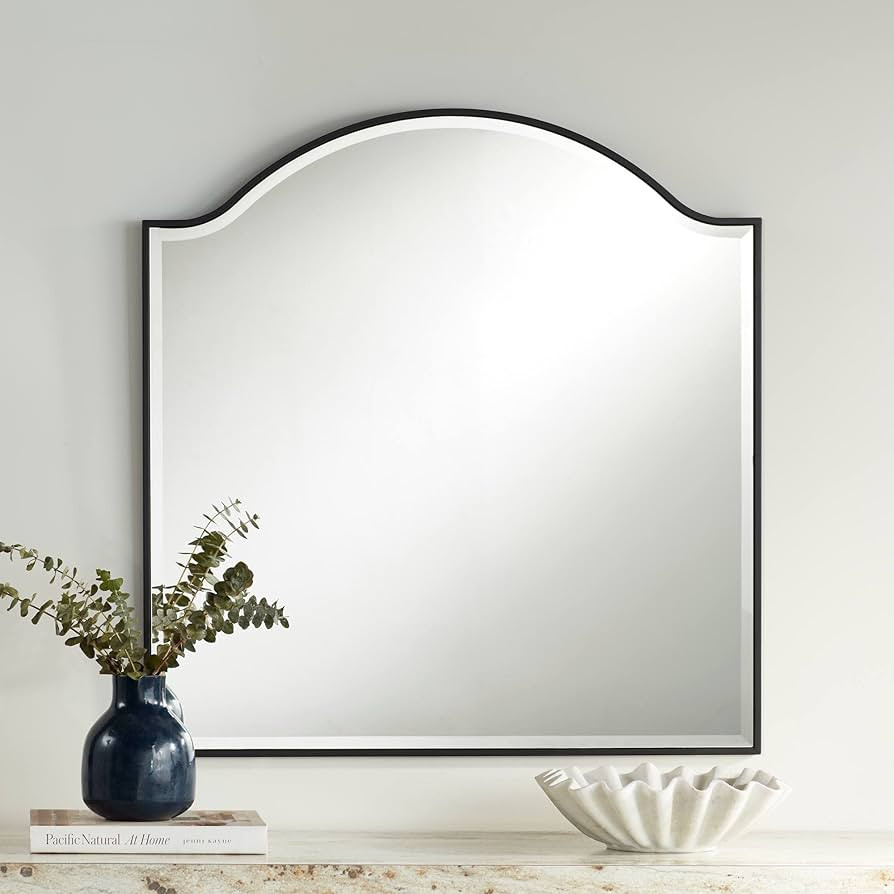 Zoey Arch Top Square Vanity Decorative Wall Mirror Modern Industrial Beveled Edge Matte Black Fra... | Amazon (US)