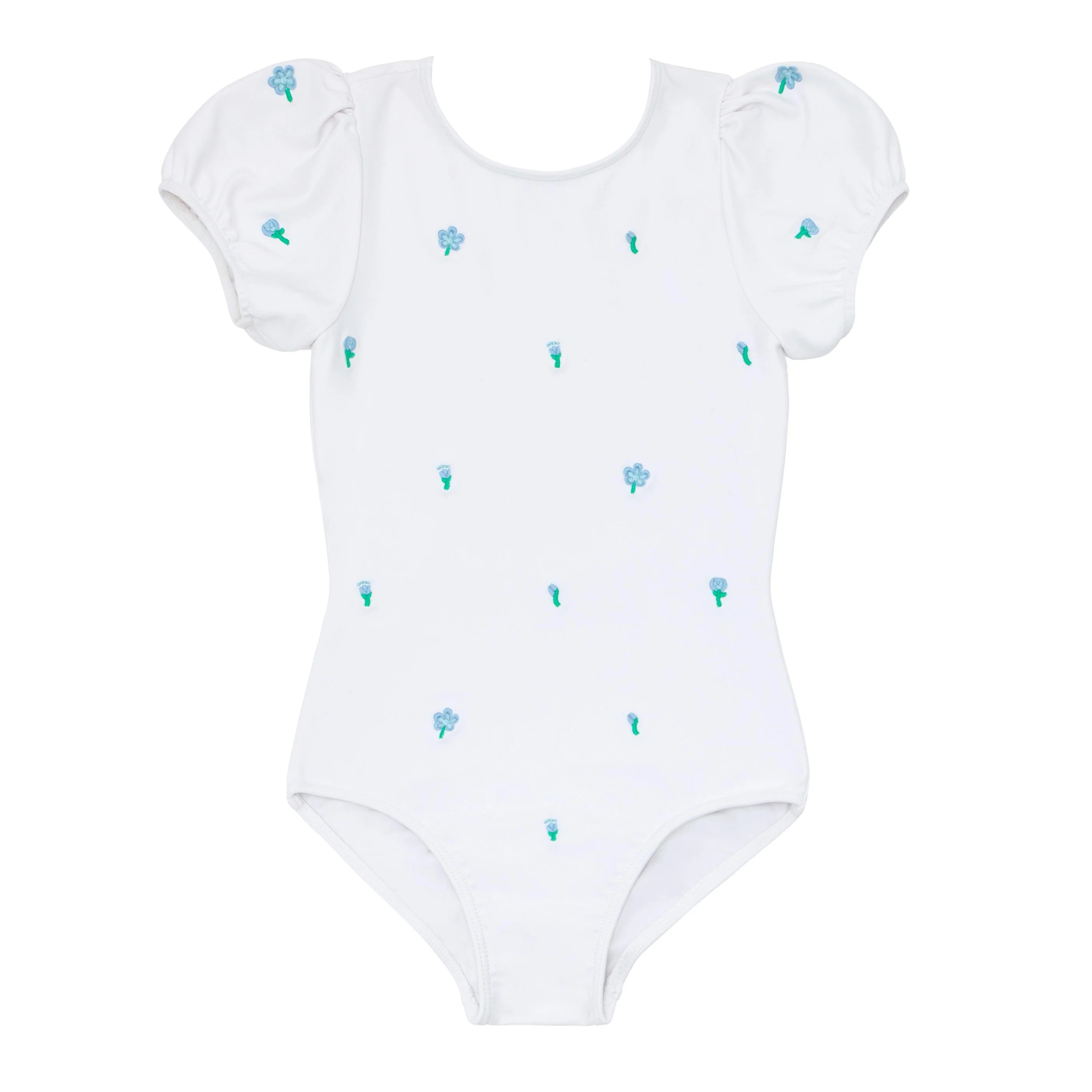 minnow x fanm mon girl's coconut grove white puff sleeve one piece | minnow