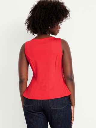 Ponte-Knit Sleeveless Peplum Top | Old Navy (US)