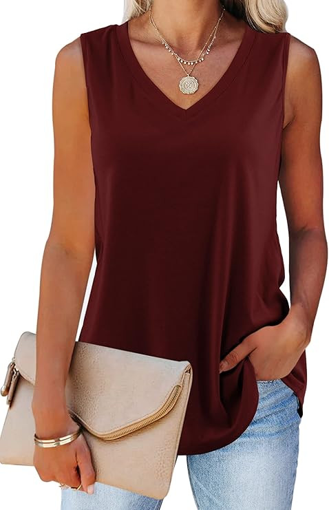 Beluring Womens Tank Tops Basic V Neck Casual Flowy Summer Sleeveless Tunics Tops | Amazon (US)