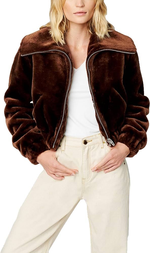 [BLANKNYC] Womens Luxury Clothing Faux Fur Cropped Bomber Jacket, Comfortable & Stylish Coat | Amazon (US)
