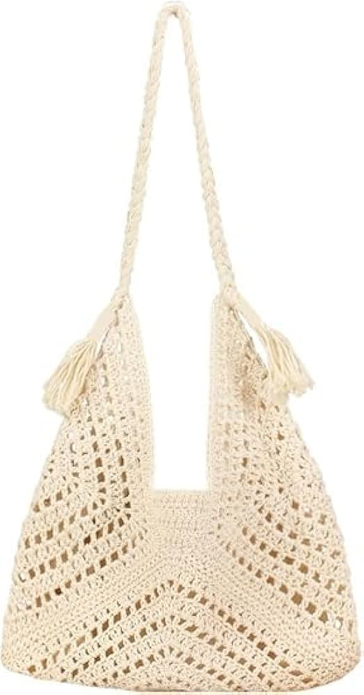 Boho Straw Bags for Women Large Woven Tote Bag Straw Beach Bag Shoulder Bags Purse Handbags Summe... | Amazon (US)