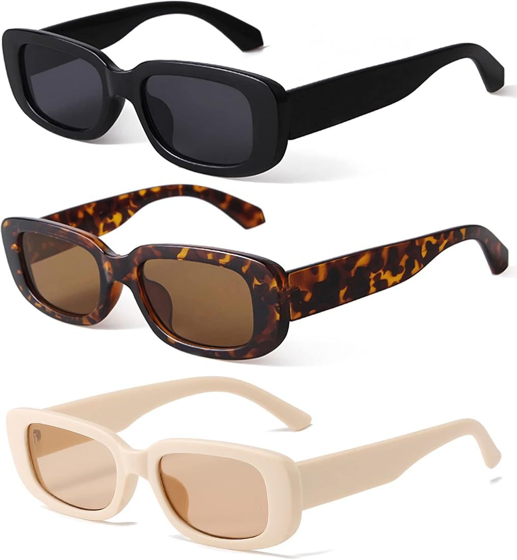 Retro Rectangle Sunglasses Women and Men Vintage Small Square Sun Glasses UV Protection Glasse | Amazon (US)