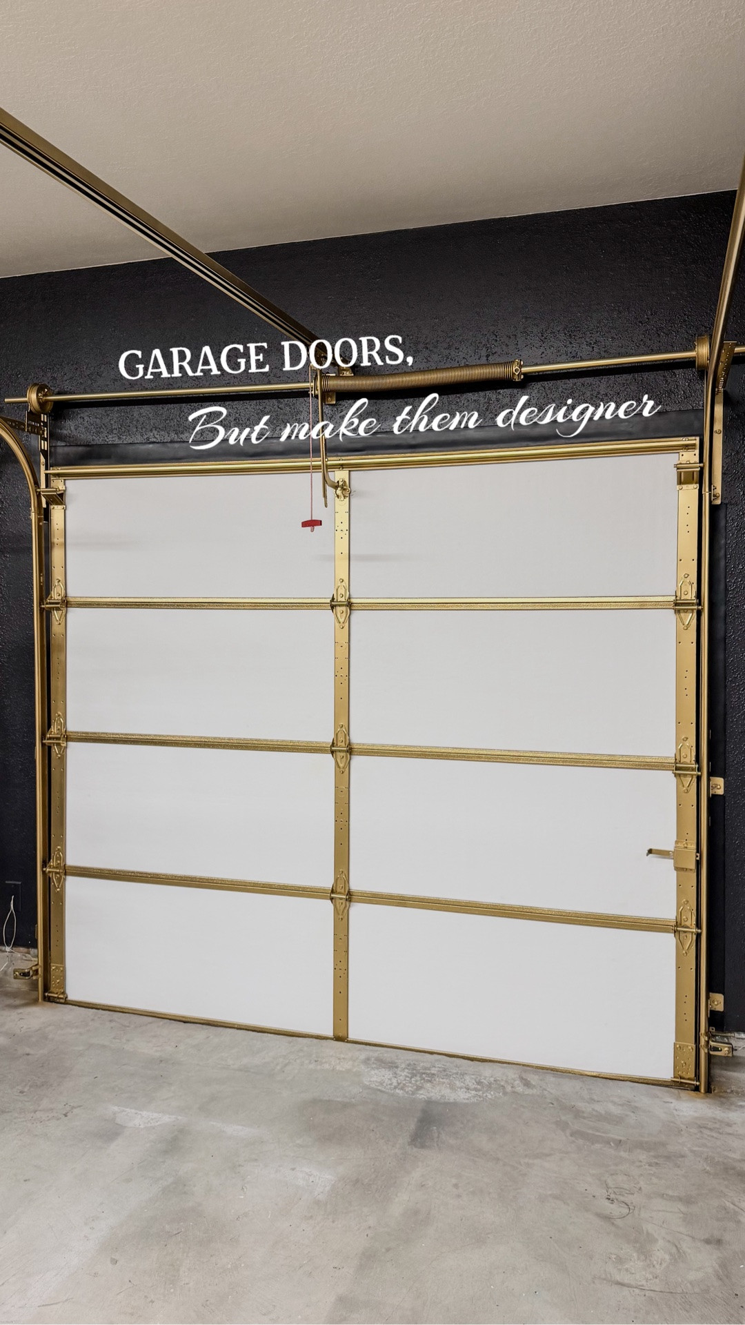 I wanted to insulate my garage doors, but I also wanted them to look GOOD. So I decided to give them a designer look with white insulation panels and gold framework.

#LTKHome #LTKdayinmylife
