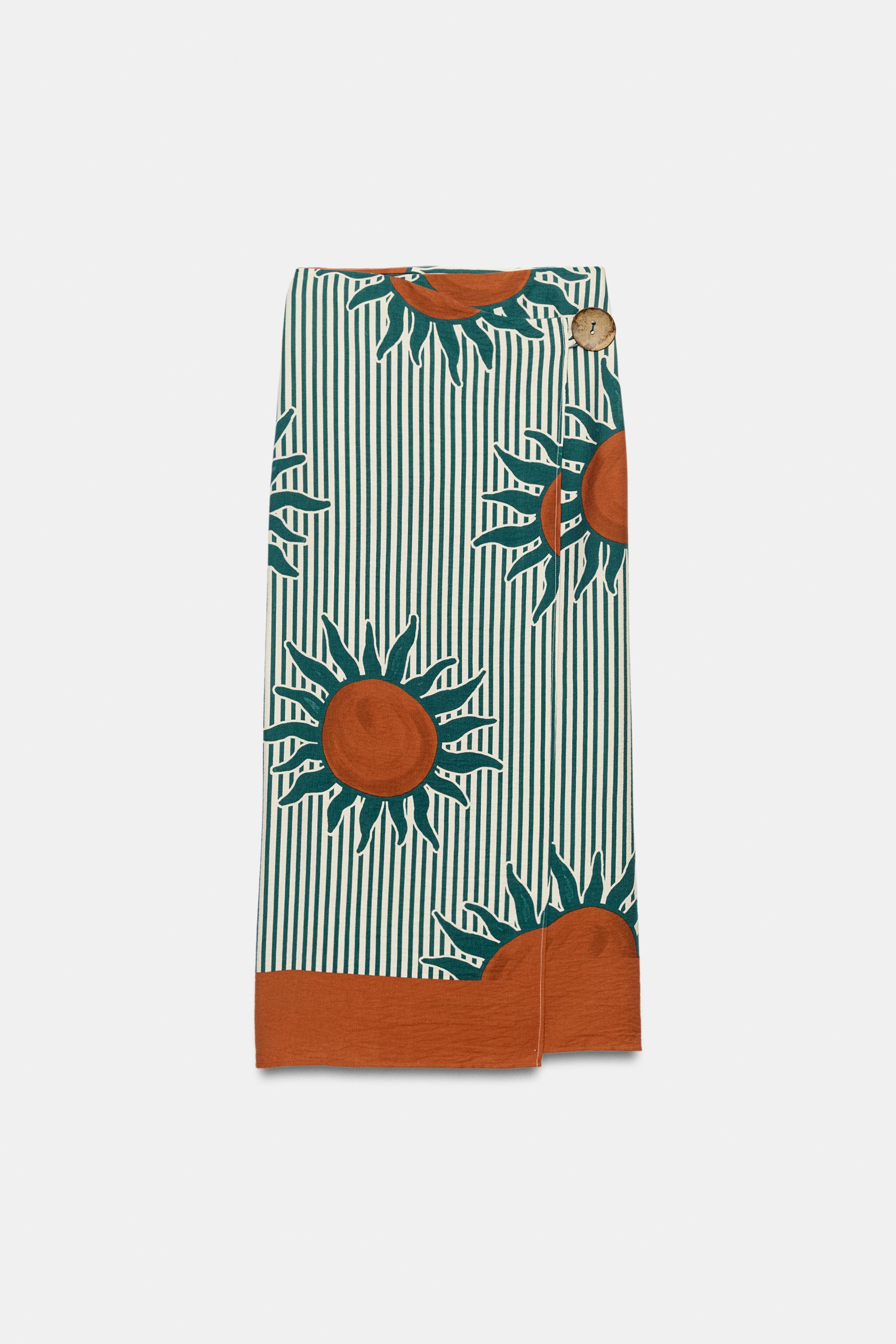 PRINTED MIDI SARONG SKIRT | Zara US