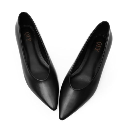 QIY Ballet Flats Shoes for Women Pointed Toe Black Flats for Women Comfortable Womens Flats Slip on Dress Ballet Ballerina Flats Size 8.5 | Amazon (US)