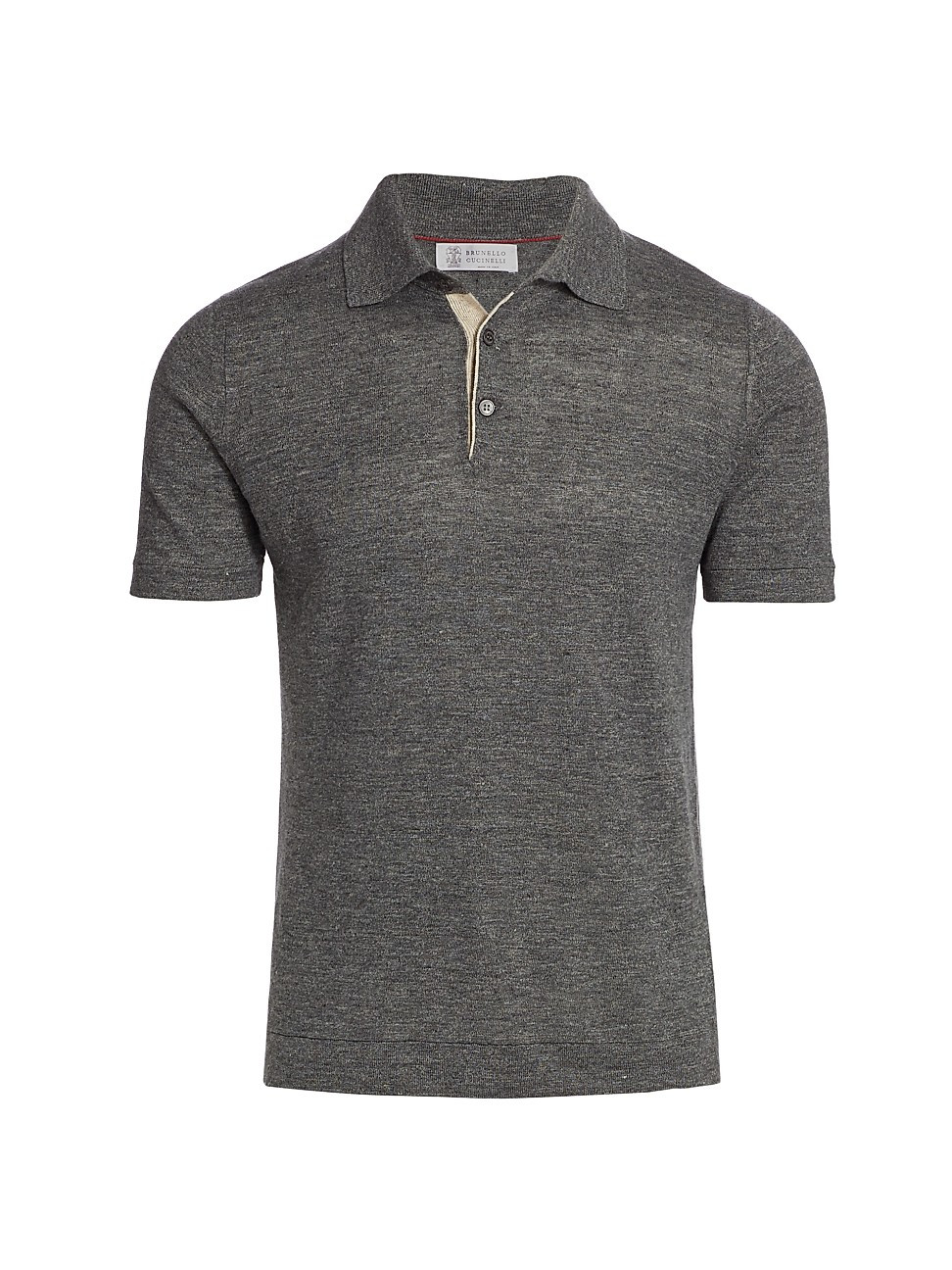 Brunello Cucinelli Men's Linen-Blend Polo T-Shirt - Dark Grey - Size 46 | Saks Fifth Avenue