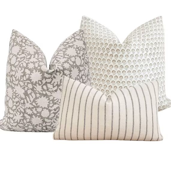Remi Pillow Combo | Set Of Three Pillows | Spring Pillow Set | Designer Pillow Combination | Deco... | Etsy (US)