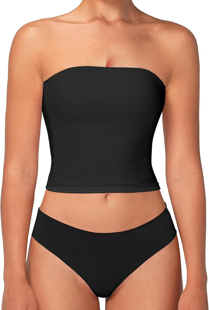 Sunzel Women’s Strapless Sexy Tube Top Double Lined Sleeveless Crop Top Summer Basic Bandeau To... | Amazon (US)