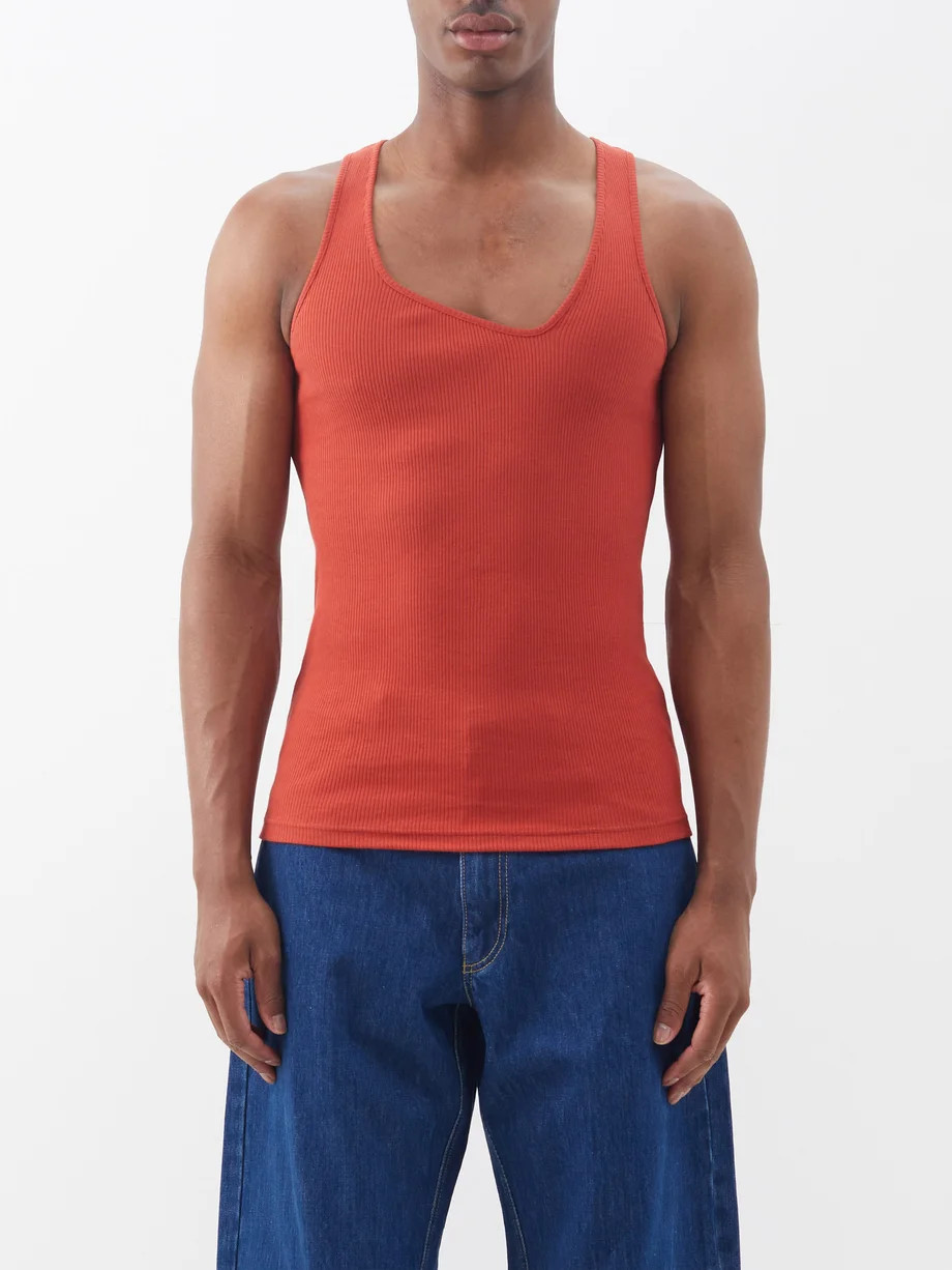 Y-neck cotton-blend tank top | Matches (APAC)