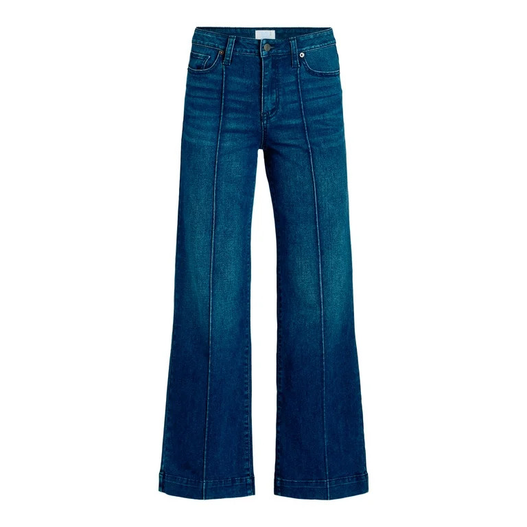 Time and Tru Women's High Rise Wide Leg Jeans, 31" Inseam, Sizes 2-20 | Walmart (US)