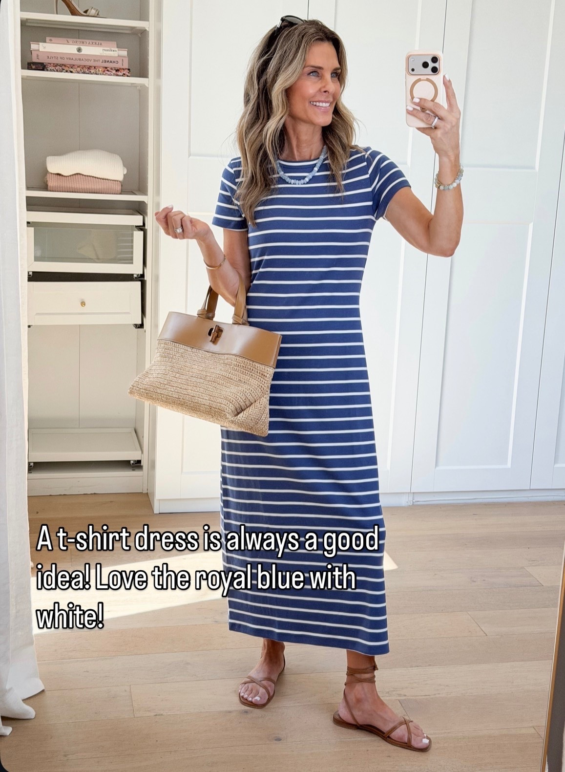 Soft and mid-weight cotton t-shirt dress. Wearing a Small. I’m 5’6”
-Sandals TTS 

@Madewell