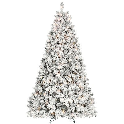 Gulches Flocked Christmas Tree - 5FT, 300 UL Lights, 27 Natural Pine Cones, 600 Snowy PVC Tips, Hinged Structure, Stable Metal Stand | Target