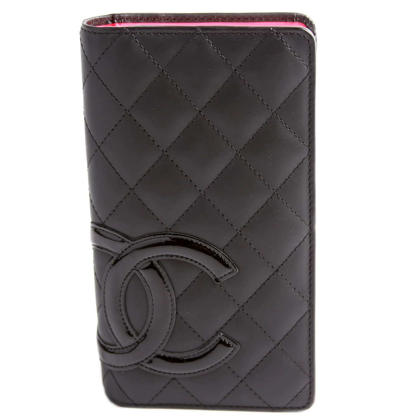 Cambon Ligne Long Wallet Black/Pink | Keeks Designer Handbags