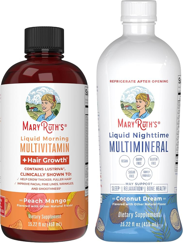 MaryRuth's Liquid Morning Multivitamin +Hair Growth (Peach Mango, 15oz) & Nighttime Multimineral ... | Amazon (US)