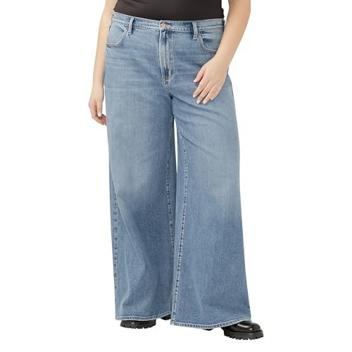 Silver Jeans Co. Women's Plus Size Highly Desirable High Rise Ultra Wide Leg Jeans, Indigo, 16 Plus | Amazon (US)
