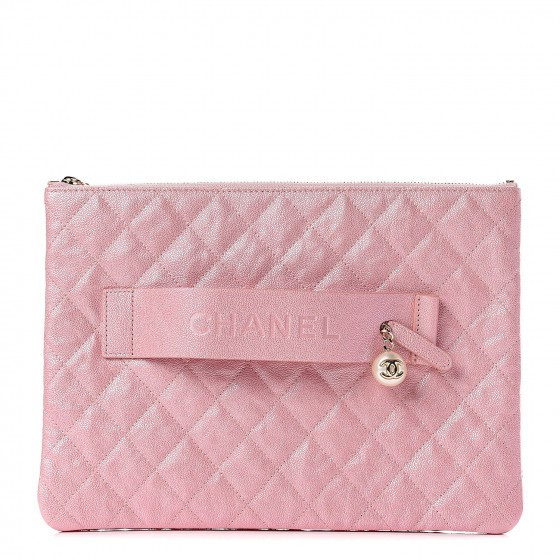CHANEL Iridescent Caviar Medium Night by the C Pouch Clutch Rose Pink | Fashionphile