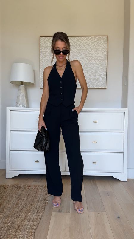 Aritzia black halter vest (4) and Aritzia black trousers (size 0) chic summer outfit! Target bag  

#LTKStyleTip #LTKFindsUnder50 #LTKFindsUnder100