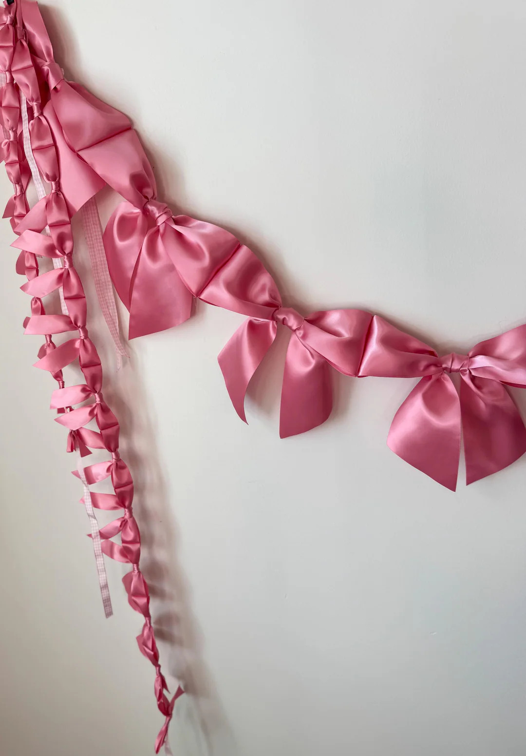 Big Bow Garland Pink Bows XL Bow Garland Coquette Party Decor Pink Baby Girl Birthday Bow Themed ... | Etsy (US)