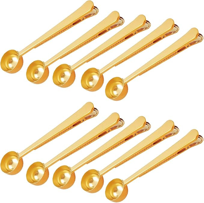 10 PCS Scoop with Clip,2-in-1 Stainless Steel Coffee Scoop and Bag Clip for Measuring Coffee, Tea... | Amazon (US)