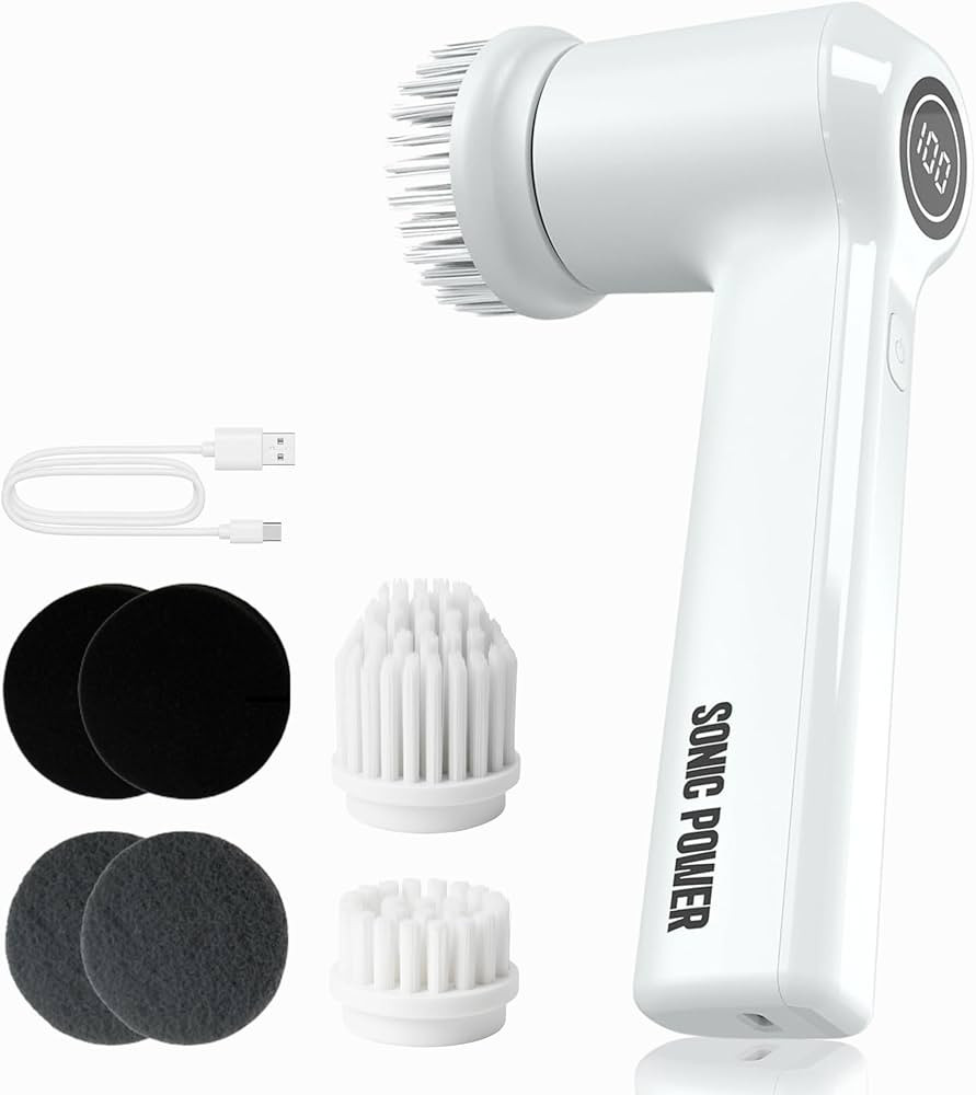Electric Spin Scrubber – Handheld & Ergonomic, IPX7 Waterproof, 4 Multi-Purpose Brush Heads, Lo... | Amazon (US)