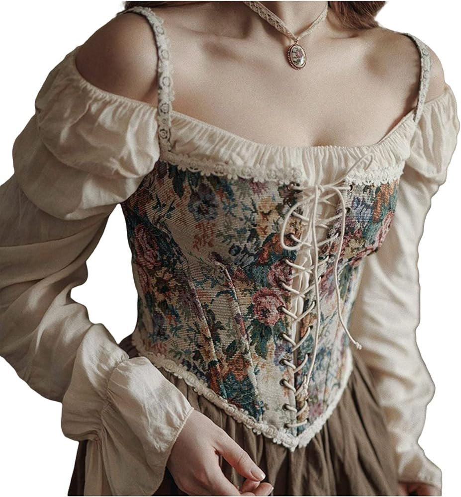 Women Vintage Floral Print Vest Sexy Bodycon Boat Neck Jacquard Camisole Flounce Irregular Suspen... | Amazon (US)