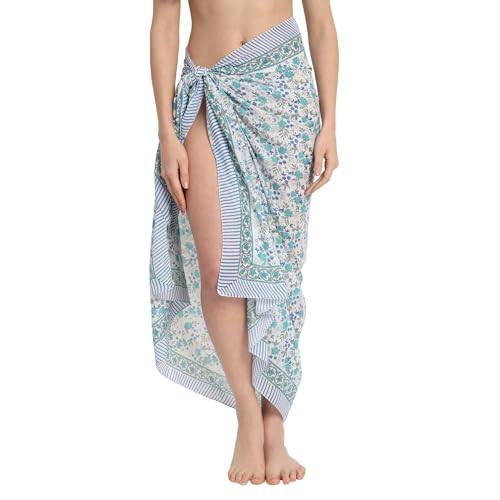 parihan Cotton Block Print long Beach Pareo Sarong Swimsuit Cover Ups Women Wrap | Amazon (US)