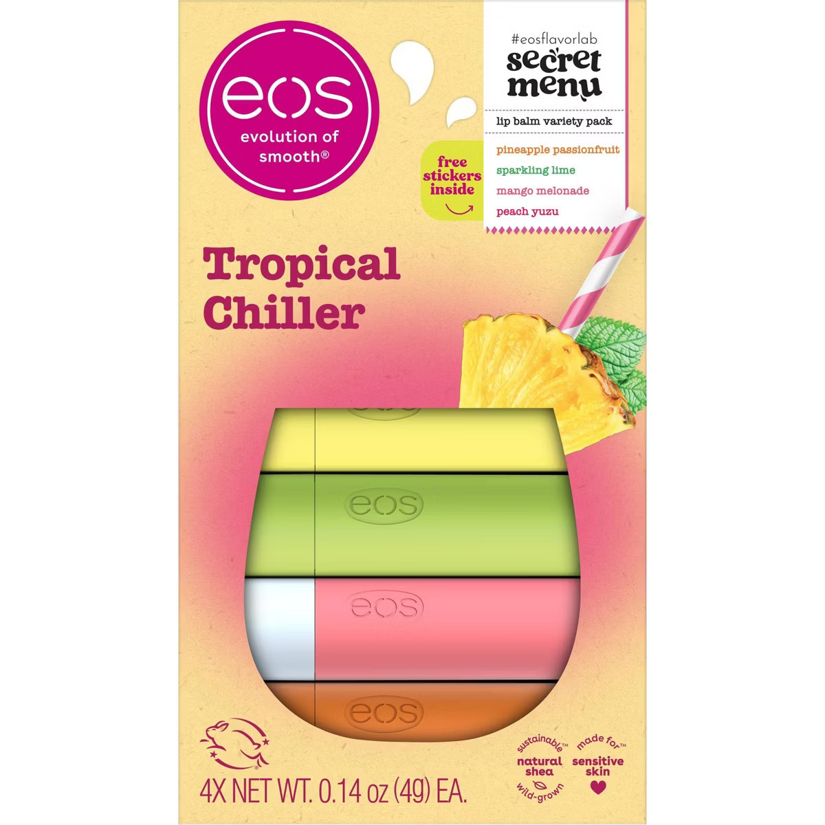 eos Tropical Chiller Lip Balm Stick - 0.56oz/4pk | Target