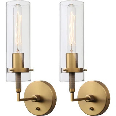Phansthy Hardwired Wall Sconces With Switch, Set Of 2, Modern Clear Glass Vanity Light For Bathroom Mirror, Bedroom, Living Room, Corridor, And Stairs | Wayfair North America