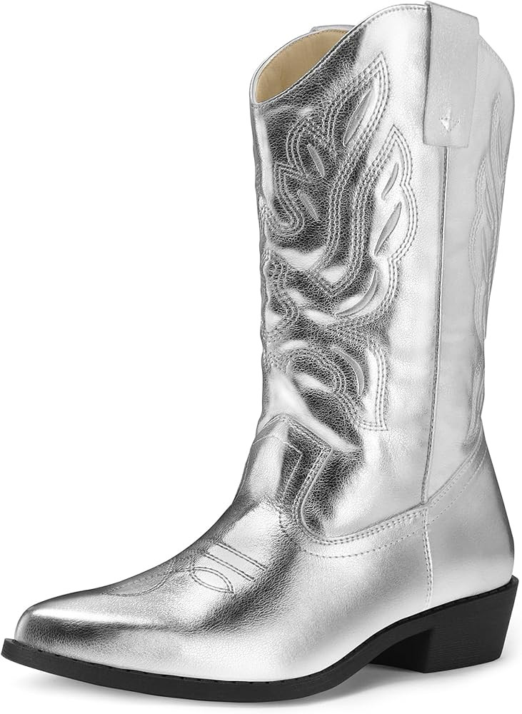 mysoft Women's Western Cowboy Boots Embroidered Mid-Calf Pointed Toe Cowgirl Boot (Available for ... | Amazon (US)