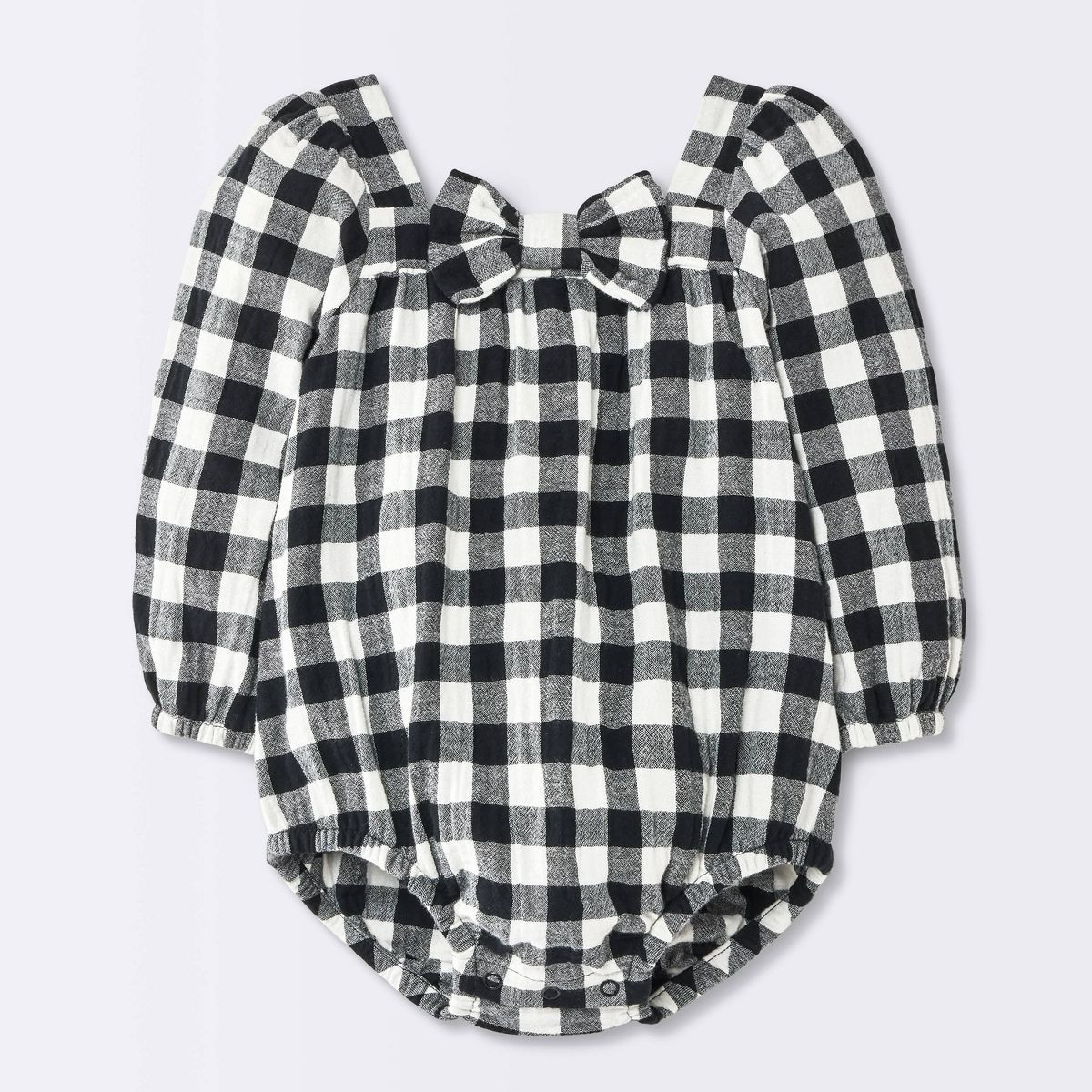 Baby Girls' Gingham Ruffle Bubble Romper - Cloud Island™ Black 12M | Target